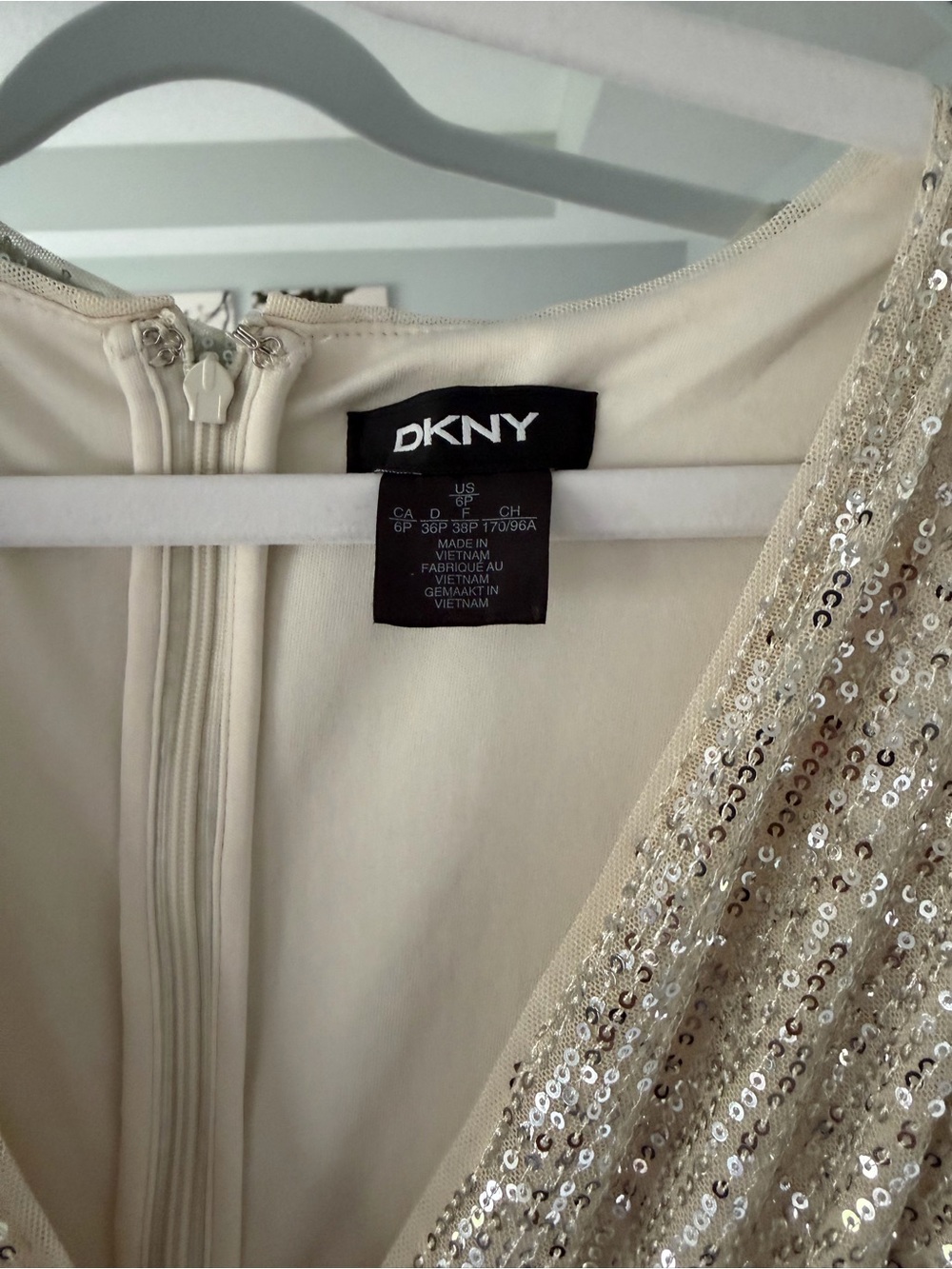 DKNY Sequin Wrap Midi Dress - Champagne Gold - Picture 4 of 5